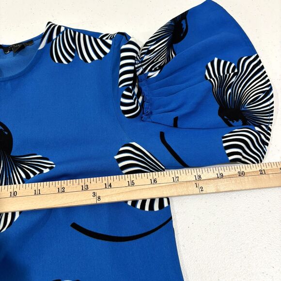 Ann Taylor Blue Floral Ruffled Drop Waist Dress Women 0 Bold Floral Relax Cruise - Picture 4 of 5